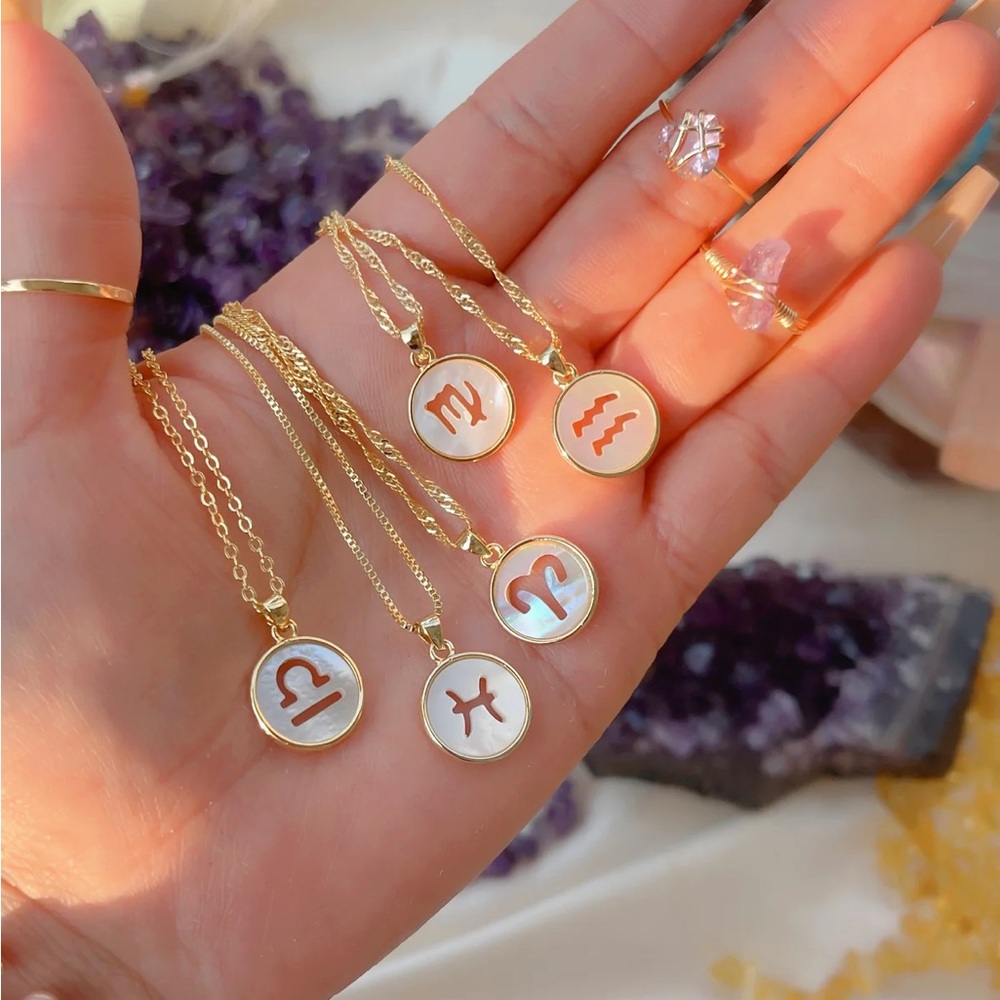 Pearl Zodiac Necklace- PICK IN LIVE SHOW